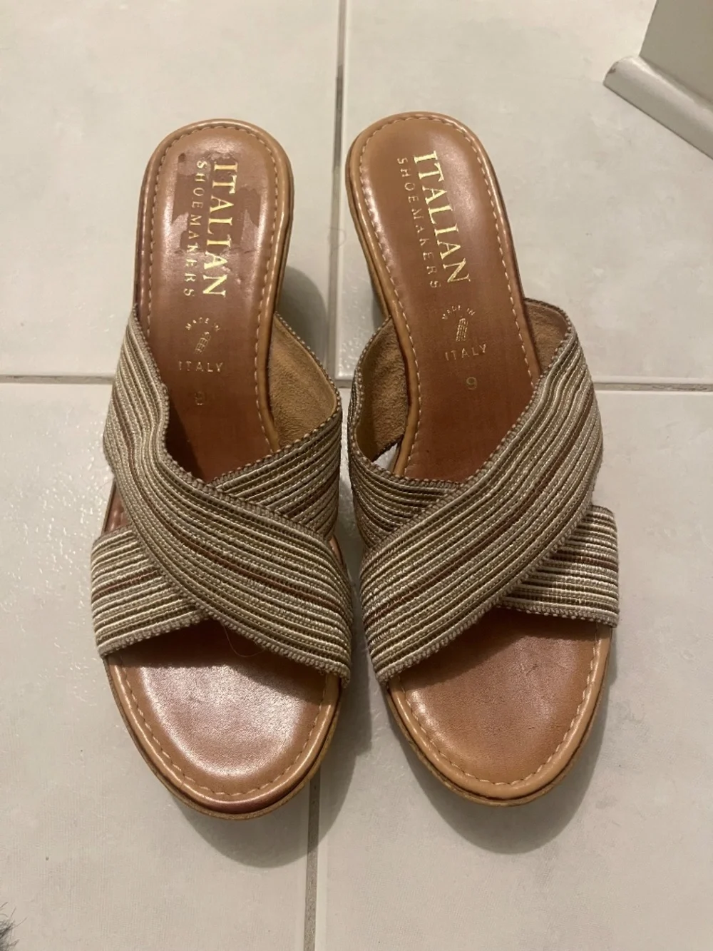 Italian Shoemakers Wedge Sandals Sz 9 Made in Italy